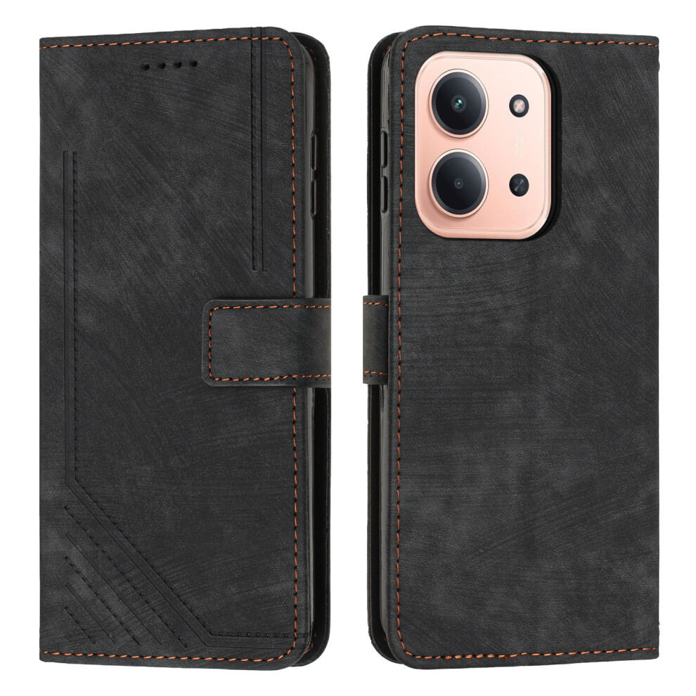 (Black) For Xiaomi Redmi 15C 4G (Global) (171Mm) / Poco C85 4G (171Mm) Stand Case Imprinted Lines Leather Phone Cover Black 6914286700582