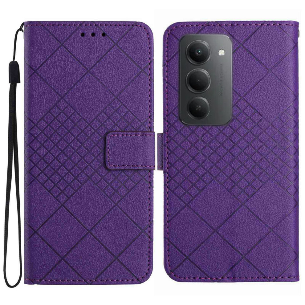 (Dark ) For Xiaomi Redmi 15 5G (Global) (169Mm) Case Wallet Imprint Pu Leather Flip Folio Phone Cover Purple 6914288877763