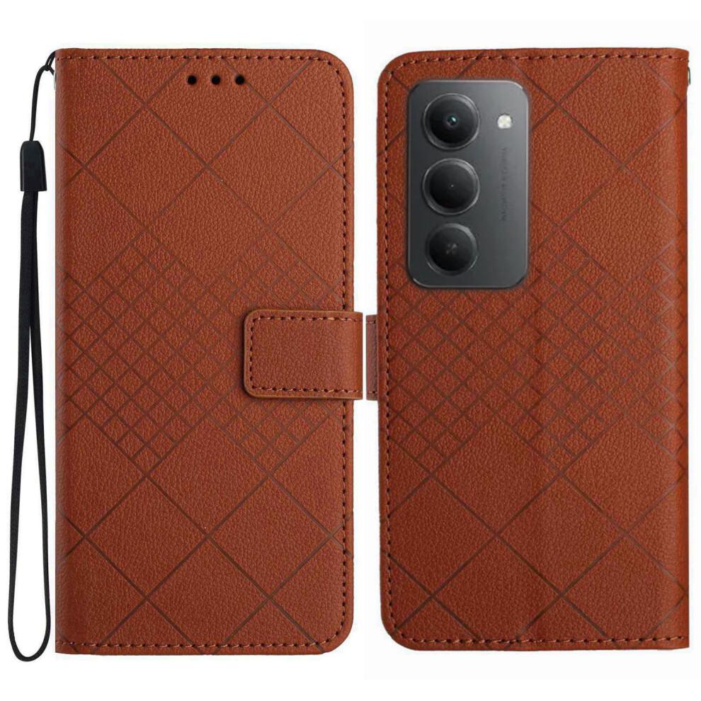 (Brown) For Xiaomi Redmi 15 4G (Eu) (171Mm) Case Wallet Imprint Pu Leather Flip Folio Phone Cover Brown 6914280353579