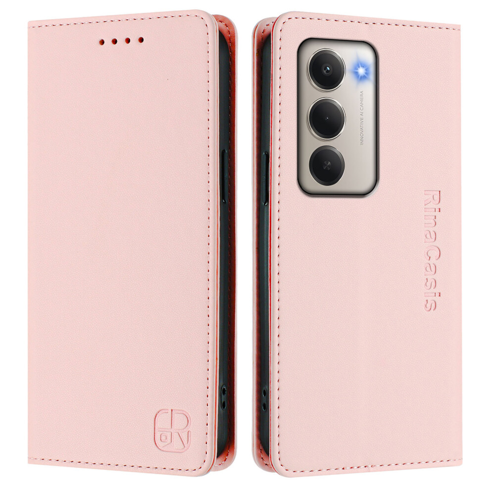 (Pink) For Xiaomi Redmi 15 5G (Global) (169Mm) Leather Case Rinacasis Rc01 Phone Cover With Rfid Blocking Wallet Stand Pink 6914289664645