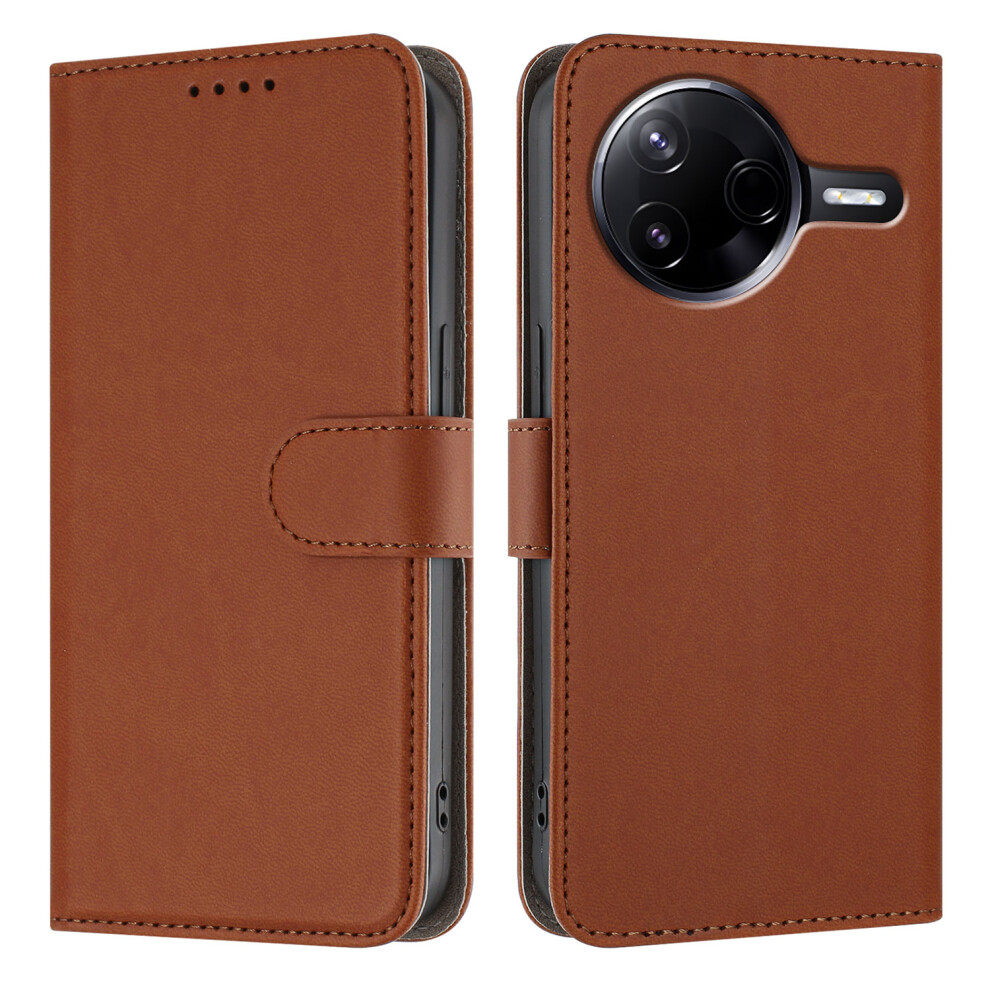(Coffee) For Xiaomi Poco F7 Ultra 5G / Xiaomi Redmi K80 5G / Xiaomi Redmi K80 Pro 5G / Xiaomi Poco F7 Pro 5G Leather Case Solid Color Phon Brown 6914280033433