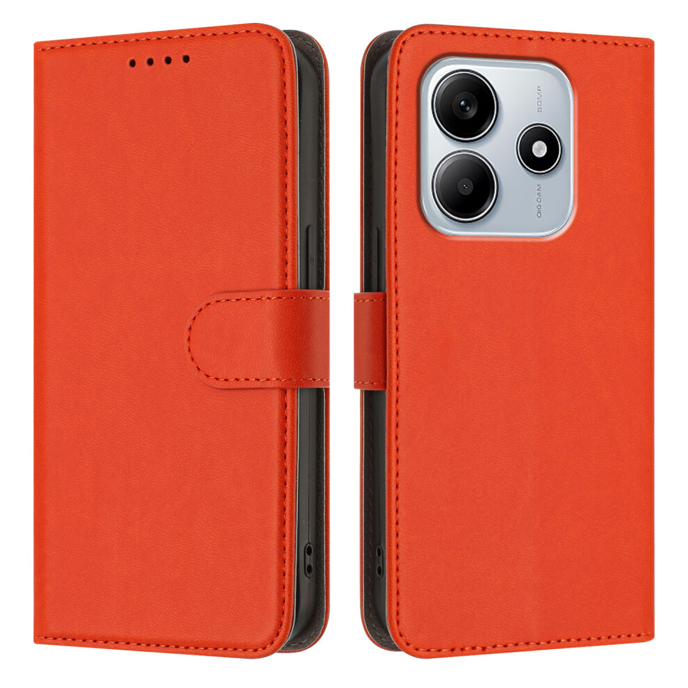 (Orange) For Xiaomi Redmi Note 14 5G (China) / Xiaomi Poco M7 Pro 5G / Xiaomi Redmi Note 14 5G Leather Case Solid Color Phone Cover With W Orange 6914280408897