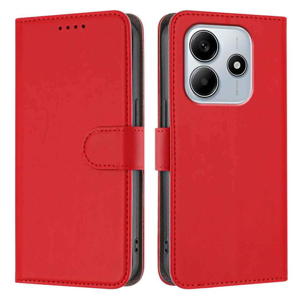 (Red) For Xiaomi Mi Note 14 4G (164.84Mm) Leather Case Solid Color Phone Cover With Wallet Red 6914281020807