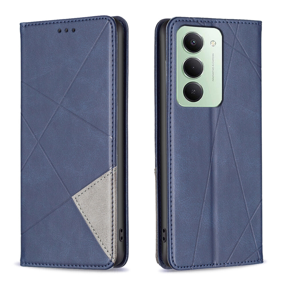 (Blue) For Xiaomi Redmi 15 5G (Global) (169Mm) Case Card Slots Geometry Imprint Leather Phone Cover Blue 6914280283883