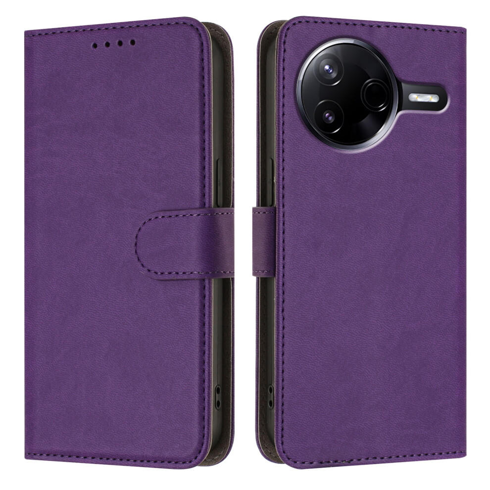 (Dark ) For Xiaomi Poco F7 Ultra 5G / Xiaomi Redmi K80 5G / Xiaomi Redmi K80 Pro 5G / Xiaomi Poco F7 Pro 5G Leather Case Solid Color Phon Purple 6914289980561