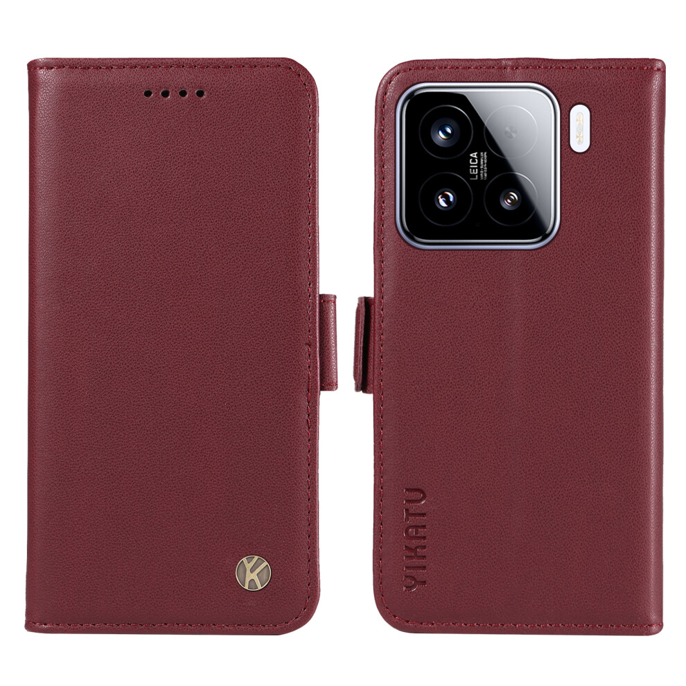 (Wine ) For Xiaomi 15 Wallet Phone Case Yikatu Yk-003 Leather Stand Cover Red 6914284099633