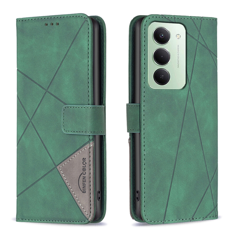 (Green) For Xiaomi Redmi 15 5G (Global) (169Mm) Phone Case Binfen Color Wallet Stand Geometry Imprinted Leather Cover Green 6914285992070
