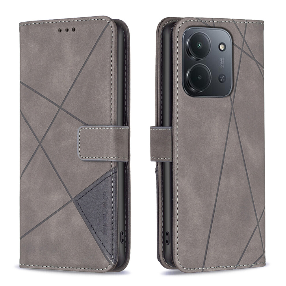 (Grey) For Xiaomi Redmi 15C 4G (Eu) (173Mm) / 15C 5G (Eu) (173Mm) / Poco C85 4G (173Mm) Phone Case Binfen Color Geometry Imprinted Leath Grey 6914285146237