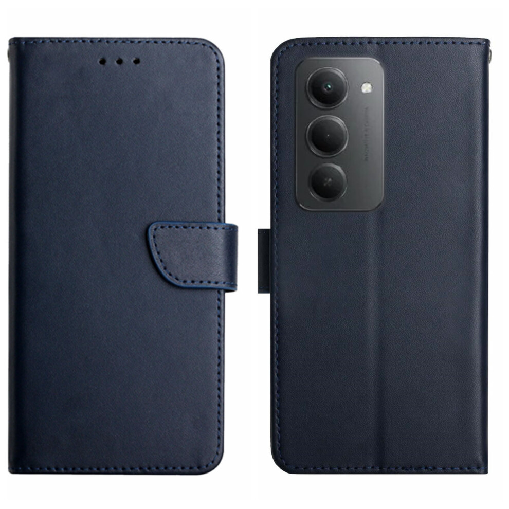 (Blue) For Xiaomi Redmi 15 5G (Global) (169Mm) Case Genuine Cow Leather Phone Cover Nappa Texture Blue 6914281514641