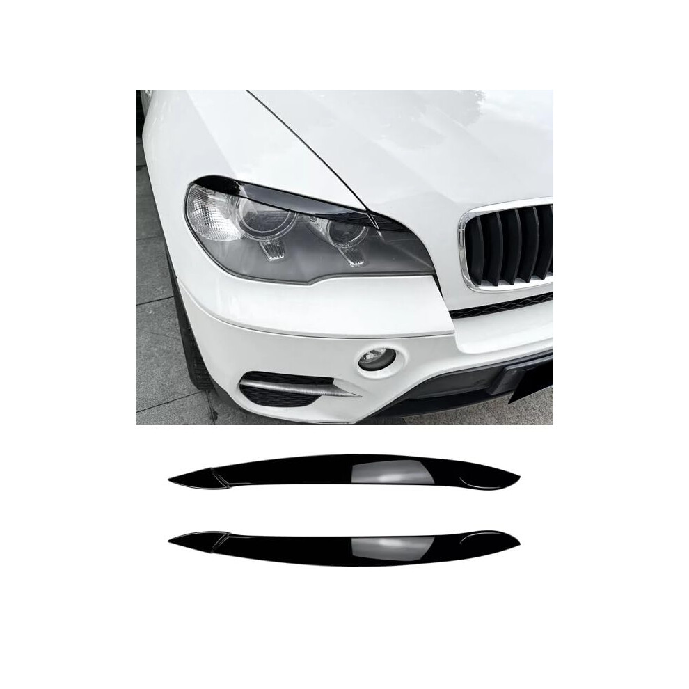 Headlight Eyebrows For Bmw X5 E70 20082013 Gloss Exterior Trim Black 9365049265195