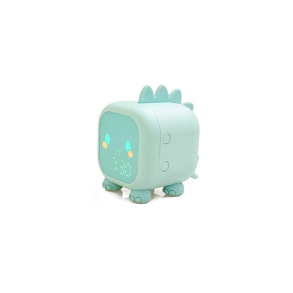 Kids Alarm Clock Wake Up Light Sunrise Nap Timer Sleep Training Digital USB Bedside Temperature Green
