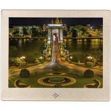 15-Inch Metal Digital Photo Frame Wall-Mounted Electronic Photo Album for Supermarket Hotel Reception Champagne Gold