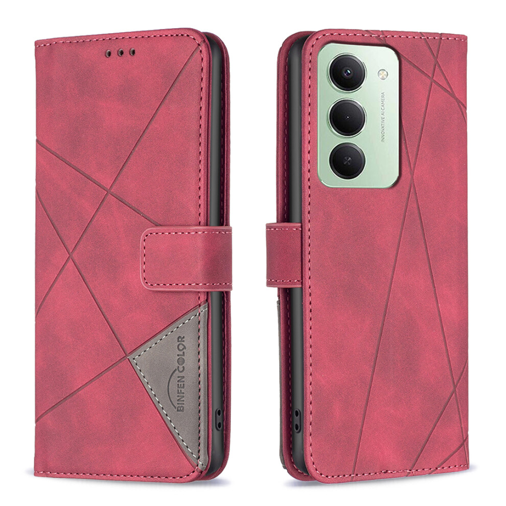 (Red) For Xiaomi Mi 15 5G (Global) (169Mm) Phone Case Binfen Color Wallet Stand Geometry Imprinted Leather Cover Red 6914281105078