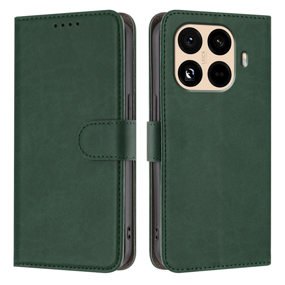 (Blackish ) For Xiaomi 15T Pro Leather Case Solid Color Phone Cover With Wallet Green 6914282501299