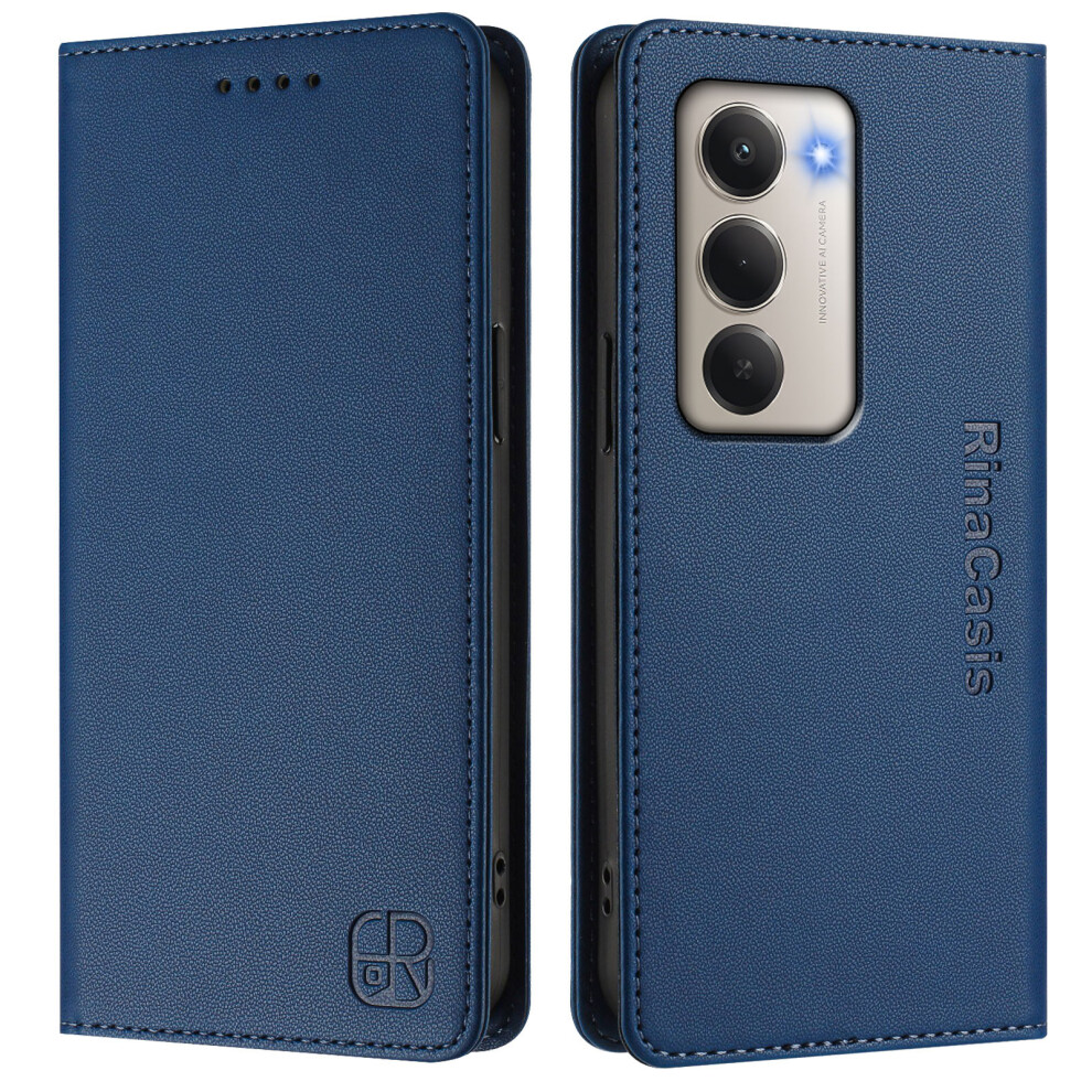 (Dark ) For Xiaomi Redmi 15 5G (Global) (169Mm) Leather Case Rinacasis Rc01 Phone Cover With Rfid Blocking Wallet Stand Blue 6914285101878