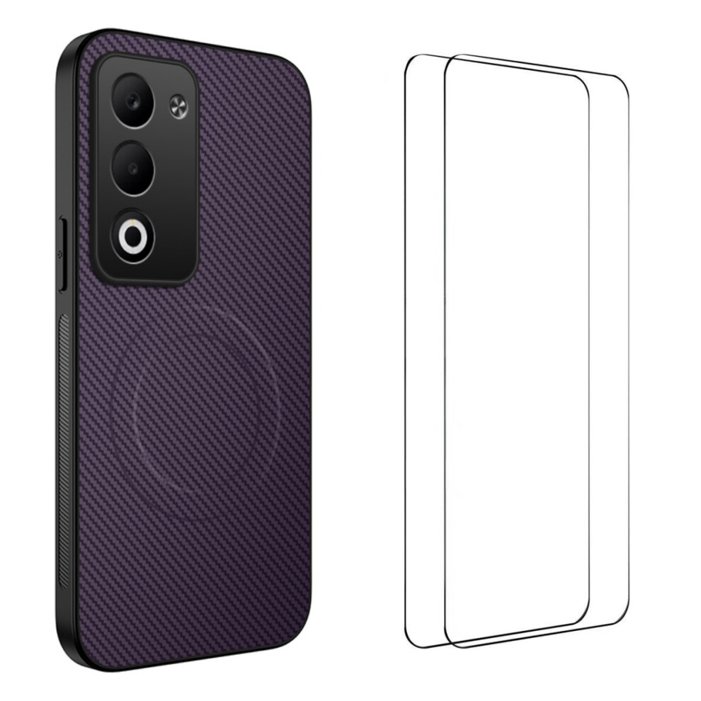 (Purple) For Xiaomi Redmi 15 4G (Eu) (171Mm) / Xiaomi Redmi 15 5G (Eu) (171Mm) Magnetic Case Wanlonfeng Tq1 Series Carbon Fiber Texture Pc Purple 6914287445680