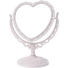Heart-Shaped Mirror, Double-Sided Design, Decorative Appeal For Coquette Room Decor, Pink Mirror, Vintage Decoration, 360 Rotation, Removable And Port