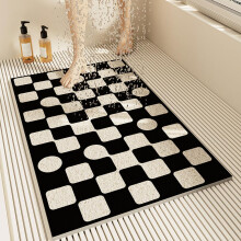 Bath Mat Non Slip Shower Mat 60x90cm Black White Modern Quick Dry Soft Rubber Loofah Cut To Size For Inside Shower
