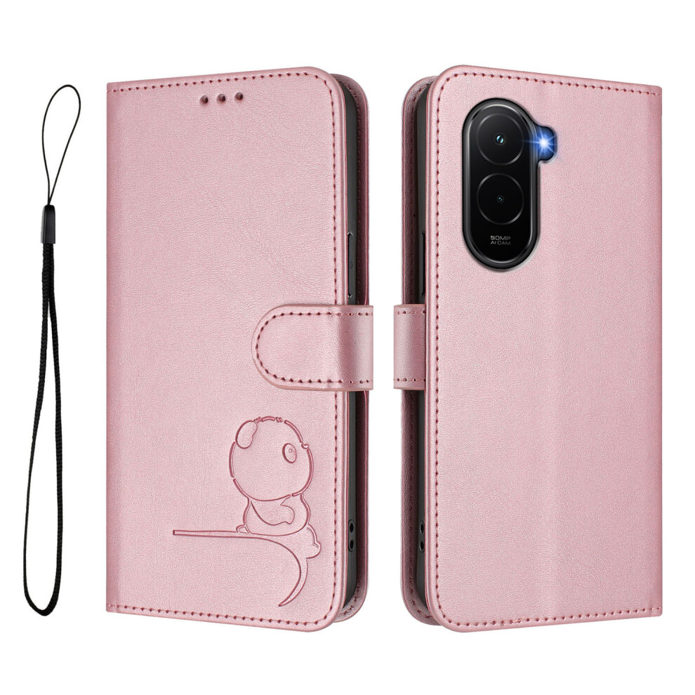(Pink) For Xiaomi Poco M7 Plus 5G / M7 4G (169Mm) Case Panda Imprint Rfid Blocking Wallet Leather Phone Cover With Wrist Strap Pink 6914286842558