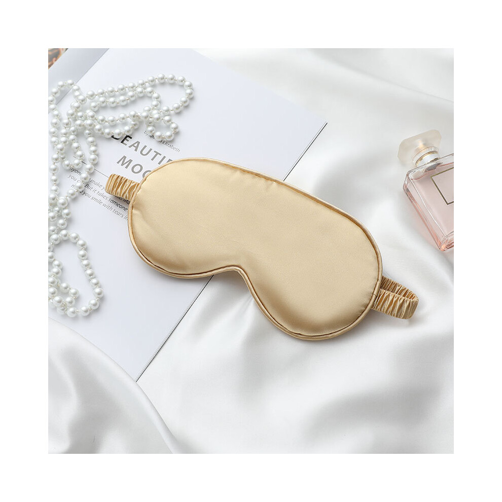 (Gold) Double-Sided Imitation Silk Eye Mask Sleeping Mask Soft Blindfold with Elastic Headband