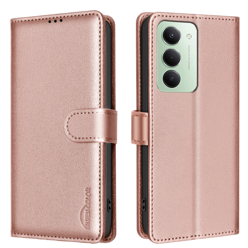 (Rose ) For Xiaomi Redmi 15 5G (Global) (169Mm) Leather Case Binfen Color Bf32 Wallet Rfid Blocking Phone Cover Gold 6914284684884
