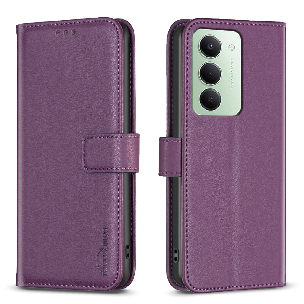 (Dark ) For Xiaomi Redmi 15 5G (Global) (169Mm) Phone Case Binfen Color Bf17 Wallet Folio Flip Leather Cover Purple 6914283235162