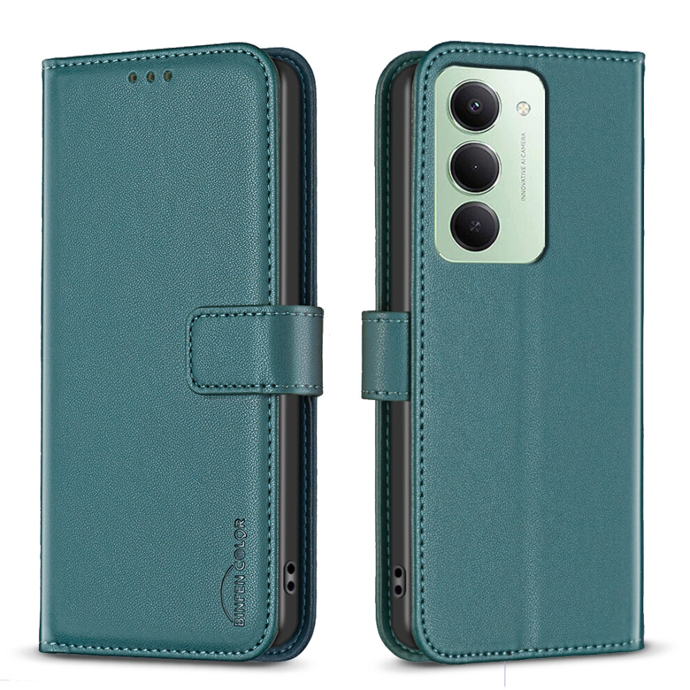 (Green) For Xiaomi Redmi 15 5G (Global) (169Mm) Phone Case Binfen Color Bf17 Wallet Folio Flip Leather Cover Green 6914289120202