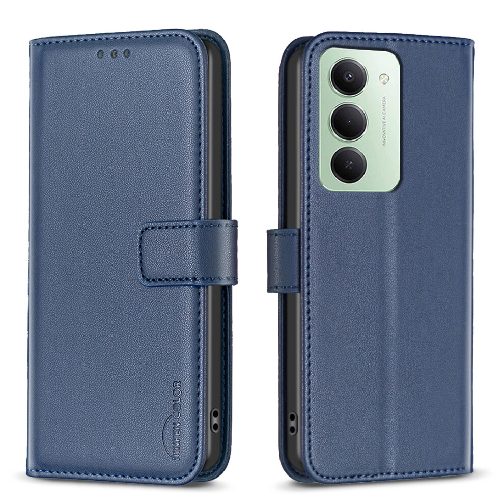 (Blue) For Xiaomi Redmi 15 5G (Global) (169Mm) Phone Case Binfen Color Bf17 Wallet Folio Flip Leather Cover Blue 6914285068881