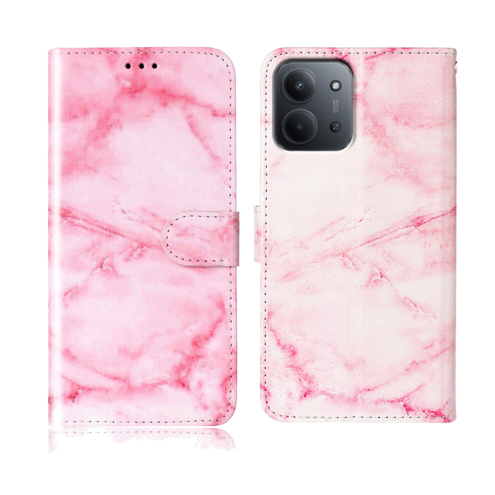 ( Marble) For Xiaomi Redmi 15C 4G (Global) (171Mm) Stand Case Marble Painted Folio Flip Leather Wallet Phone Cover Pink 6914288870733