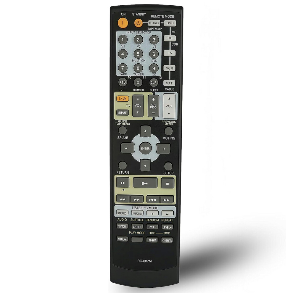 (As Shown) Rc-607M For Onkyo Amplifier Player Remote Control 10M Range Battery Powered Replacement Controller 6914284820985