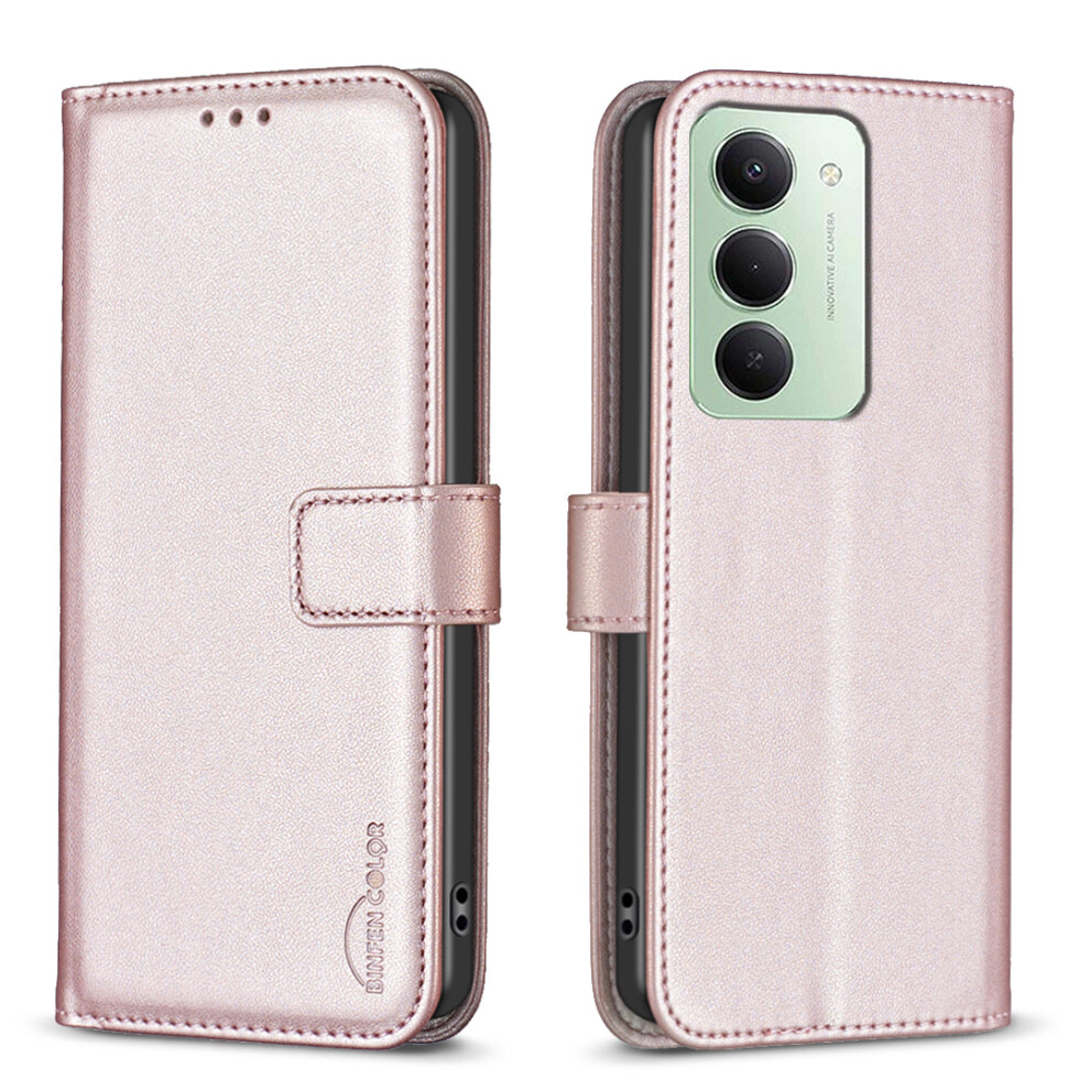 (Rose ) For Xiaomi Redmi 15 5G (Global) (169Mm) Phone Case Binfen Color Bf17 Wallet Folio Flip Leather Cover Gold 6914281072059