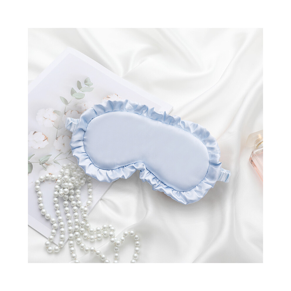 Blue (Blue) Ruffles Design Shading Eye Mask Travel Rest Nap Sleep Imitation Silk Shading Blindfold