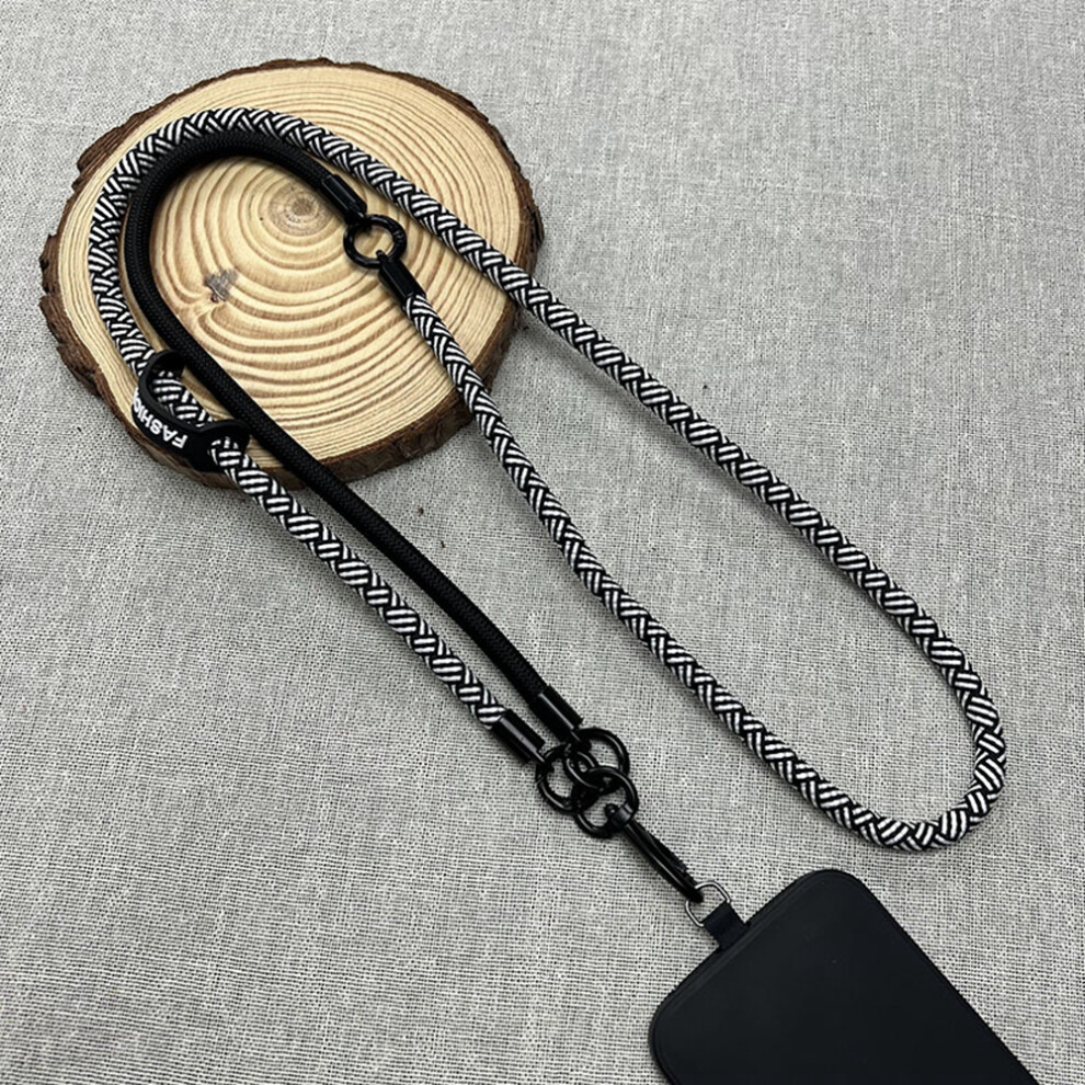 ( White) 8Mm Detachable Phone Strap Crossbody Neck Lanyard With Phone Tether Tabs For Outdoor Black/White 6914282945284
