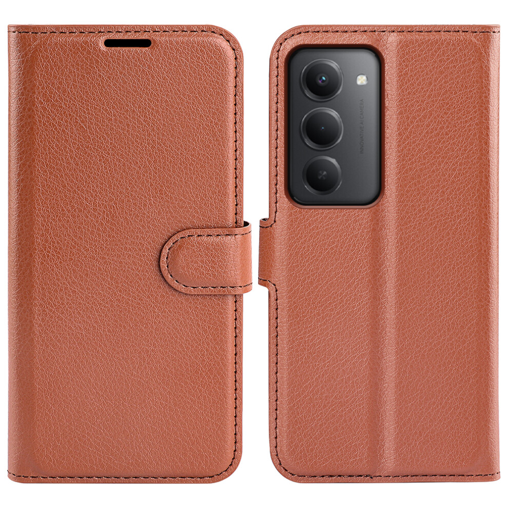 (Brown) For Xiaomi Redmi 15 5G (Eu) (171Mm) / Xiaomi Redmi 15 4G (Eu) (171Mm) Case Litchi Texture Shockproof Leather Wallet Phone Cover Brown 6914283899142