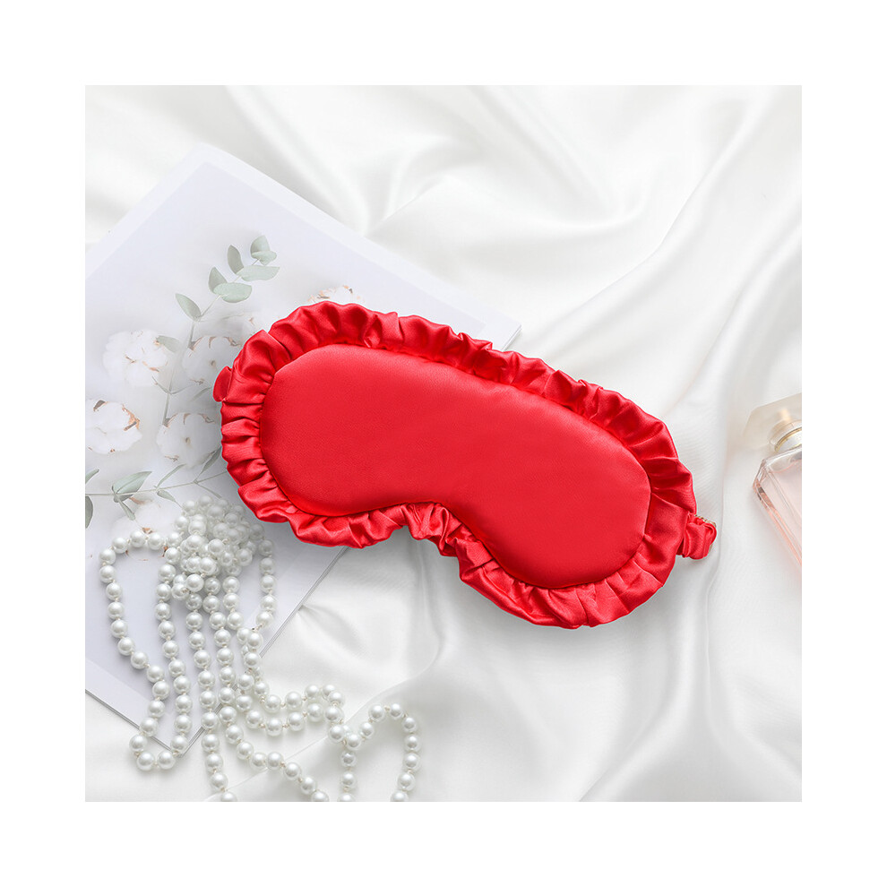 Red (Red) Ruffles Design Shading Eye Mask Travel Rest Nap Sleep Imitation Silk Shading Blindfold
