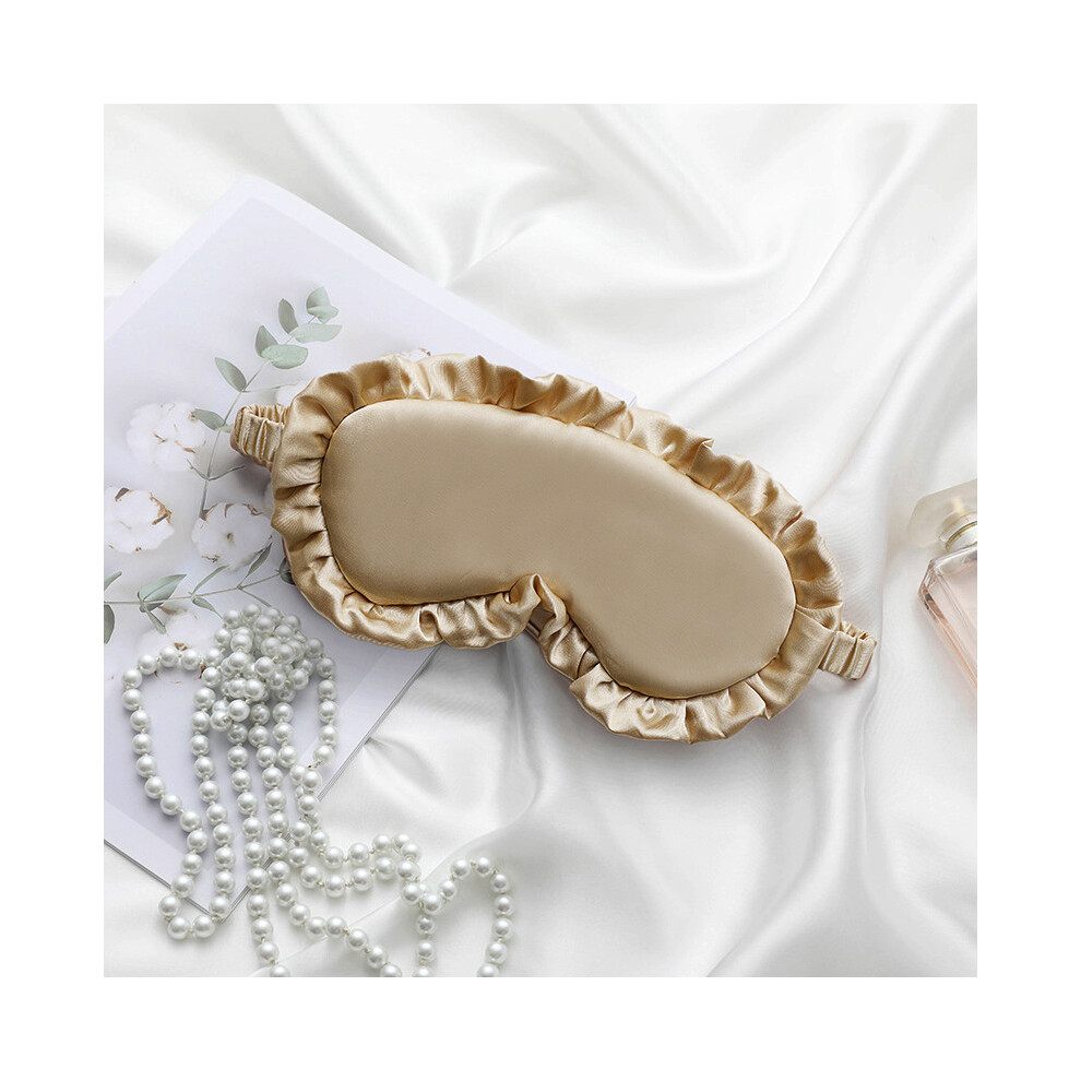 Gold (Gold) Ruffles Design Shading Eye Mask Travel Rest Nap Sleep Imitation Silk Shading Blindfold