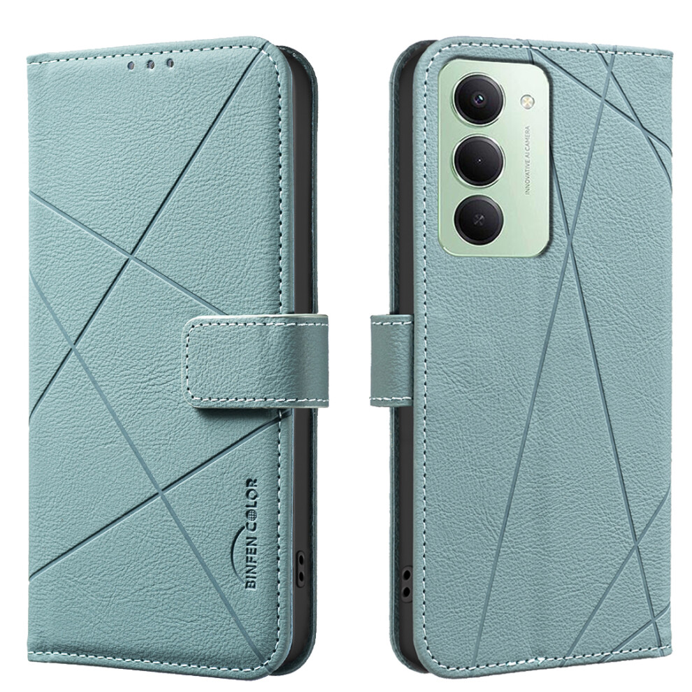 (Green) For Xiaomi Redmi 15 5G (Global) (169Mm) Case Binfen Color Bf35 Geometry Imprinted Leather Phone Cover Rfid Blocking Wallet Stand Green 6914284660109