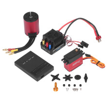 Kit de carro RC com motor brushless programável, à prova d'água, ESC, freios potentes, acelerador linear, dissipação de calor em alumínio e
