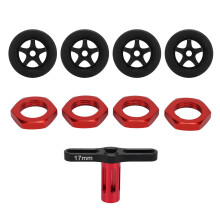 Set di dadi esagonali per ruote in lega di alluminio 6061-t6 lavorati a CNC e rivestiti in PTF, neri, per kit di aggiornamento per auto RC, esagono