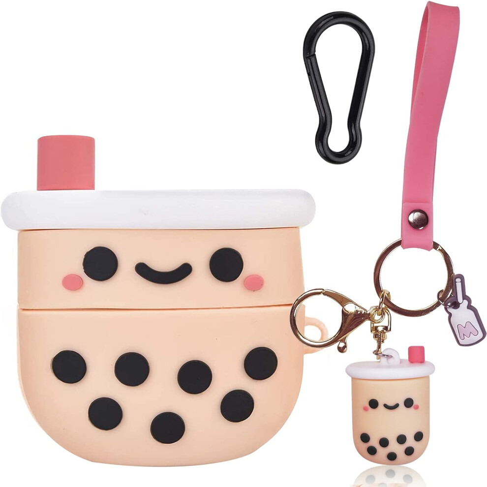 Girly Boba Milk Tea Airpod Case, Cute Design Offers Easy Charging With Silicone Material For Airpods 1/2, Good Quality, Good Quality, Durable Pink 9420858022220