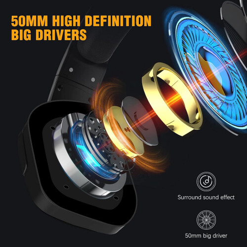 Ακουστικά Gaming με φωτισμό RGB, Ρυθμιζόμενο μικρόφωνο ακύρωσης θορύβου, Πτυσσόμενο 1
