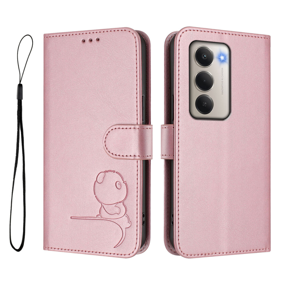 (Pink) For Xiaomi Redmi 15 4G (Eu) (171Mm) Case Panda Imprint Rfid Blocking Wallet Leather Phone Cover With Wrist Strap Pink 6914284893699