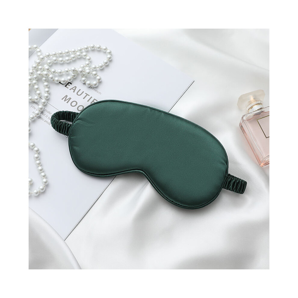 (Green) Double-Sided Imitation Silk Eye Mask Sleeping Mask Soft Blindfold with Elastic Headband