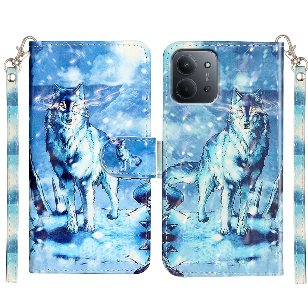 (Snow Wolf) For Xiaomi Redmi 15C 4G (Eu) (173Mm) / 15C 5G (Eu) (173Mm) / Poco C85 4G (173Mm) Case Pattern Print Leather Phone Cover With Strap 6914285964145