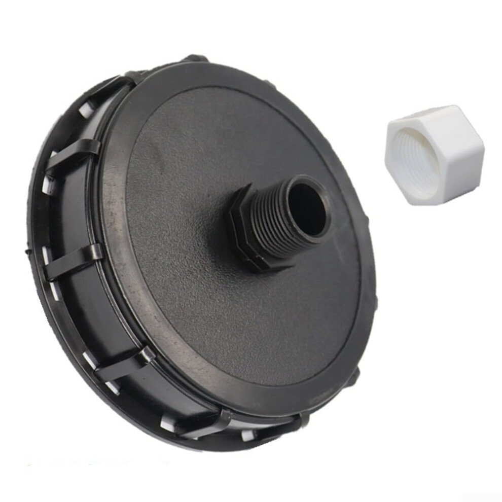 Ibc Tank Adapter Cap Dn150 With 1 Inch Male Thread, Plastic Vented Lid, Leakproof Seal 9365049267007