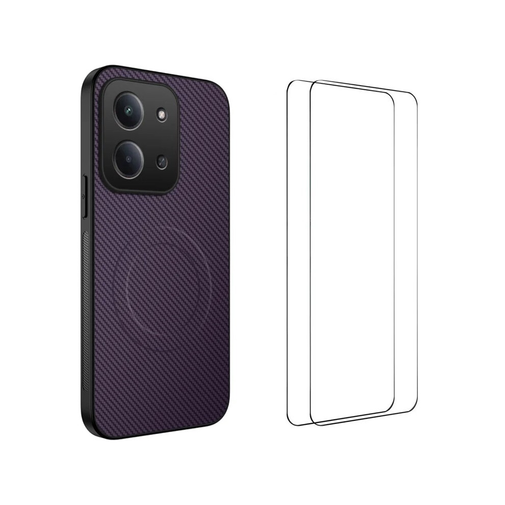 (Purple) For Xiaomi Redmi 15C 4G (Global) (171Mm) Magnetic Case Wanlonfeng Tq1 Series Carbon Fiber Texture Pc Tpu Phone Cover With 2Pcs Sc Purple 6914289083897