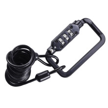 Theft Combination Helmet Lock - Portable Self Coiling Cable Bike Lock for Motorcycles, Mountain Bikes, and Scooters - Black