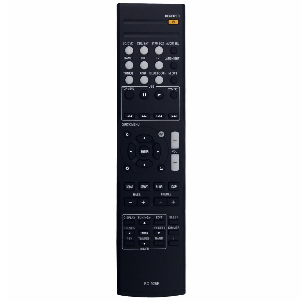 (As Shown) Rc-928R For Onkyo Av Receiver Remote Control 10M Range Battery Powered Replacement Infrared Controller 6914280498133