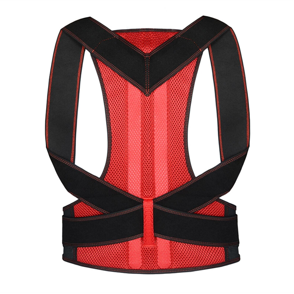 Red Posture Corrector Adjustable Back Support Brace With Lumbar Spine Alignment For Adults 4XL