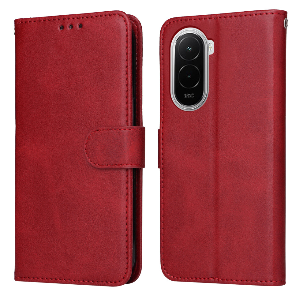 (Red) For Xiaomi Poco M7 4G (169Mm) Case Wallet Pu Leather Folio Flip Phone Cover Red 6914289741407